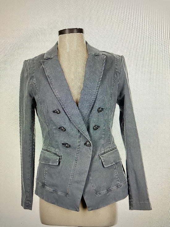 WHITE HOUSE BLACK MARKET DOUBLE BREASTED MILITARY STYLE BLAZER GRAY/TAUPE SIZE 8 - Picture 3 of 9